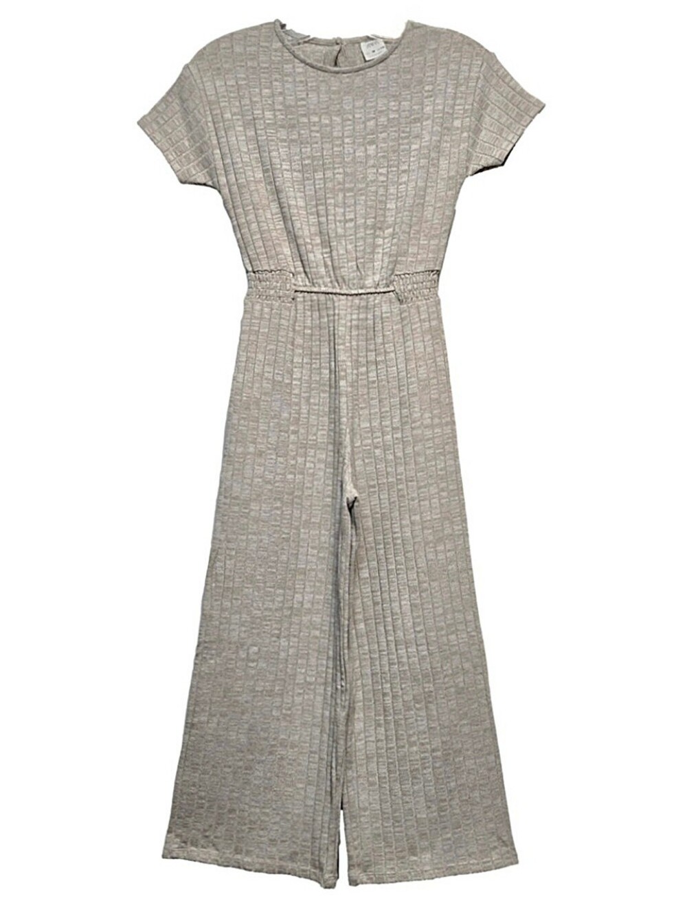 Zara Kids Beige Ribbed Short-Sleeve Jumpsuit, Size 10 ~ VGUC